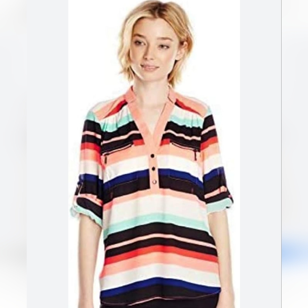 Pink Buttoned Polo Collar Blouse